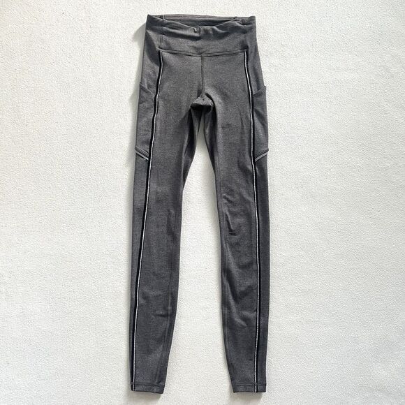 Lululemon Women Speed Up Tight Silver Metallic 28" Heathered Black Luxtreme 2